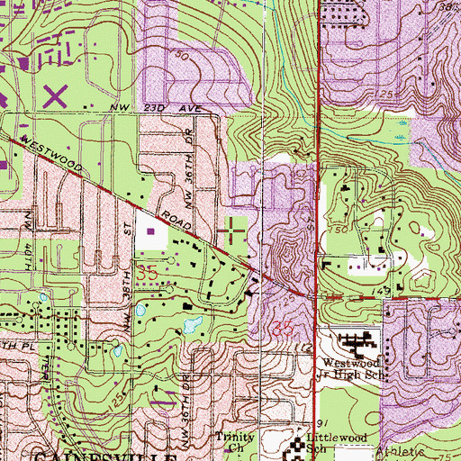 Topographic Map of Gainesville Baptist Church, FL