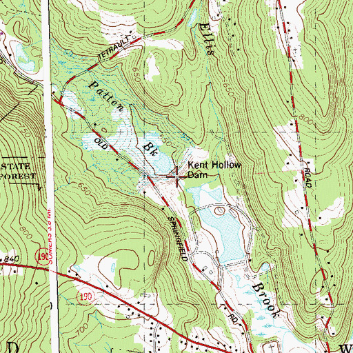 Topographic Map of Kent Hollow Dam, CT