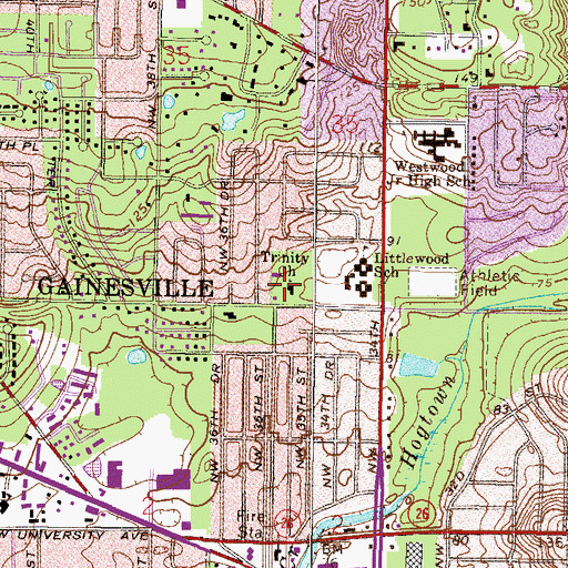 Topographic Map of The Vineyard Christian Fellowship, FL