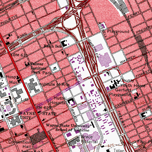 Topographic Map of Bethel African Methodist Episcopal Church, MI