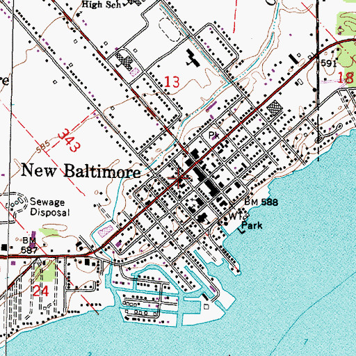 Topographic Map of Saint John's Lutheran Church, MI