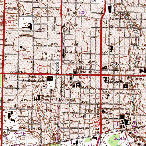 Topographic Map of First Baptist Church, FL