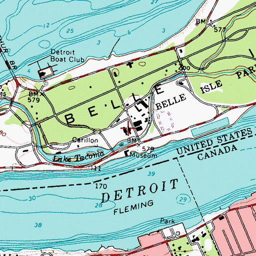 Topographic Map of Belle Isle Aquarium, MI