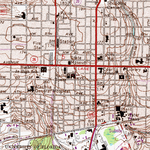 Topographic Map of First Presbyterian Church, FL