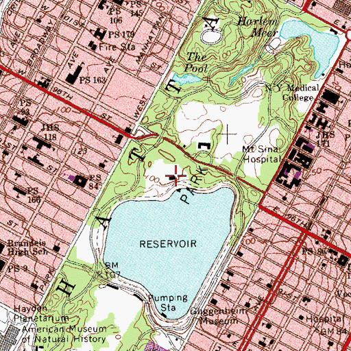 Topographic Map of Central Park Tennis Center, NY
