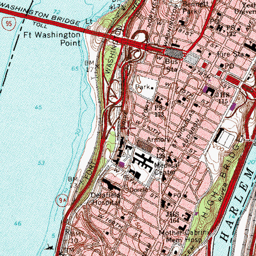 Topographic Map of Bard Hall, NY