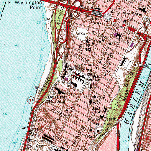 Topographic Map of Harkness Pavilion, NY