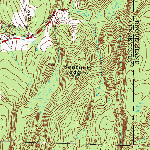 Topographic Map of Kentuck Ledges, CT