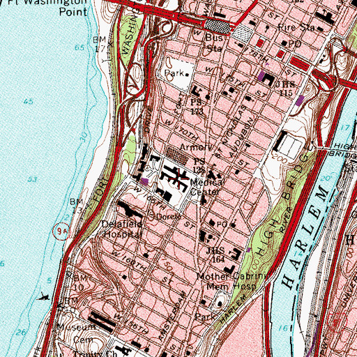 Topographic Map of Pauline A Hartford Memorial Chapel, NY