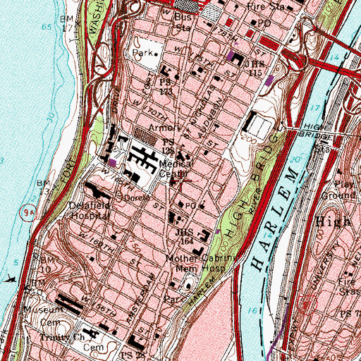 Topographic Map of Irving Cancer Research Center, NY