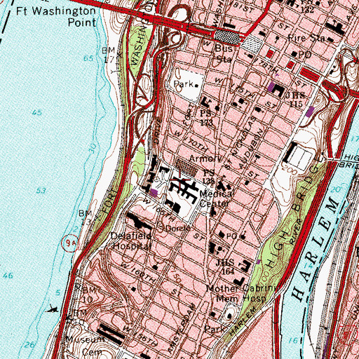 Topographic Map of Columbia University College of Physicians and Surgeons, NY
