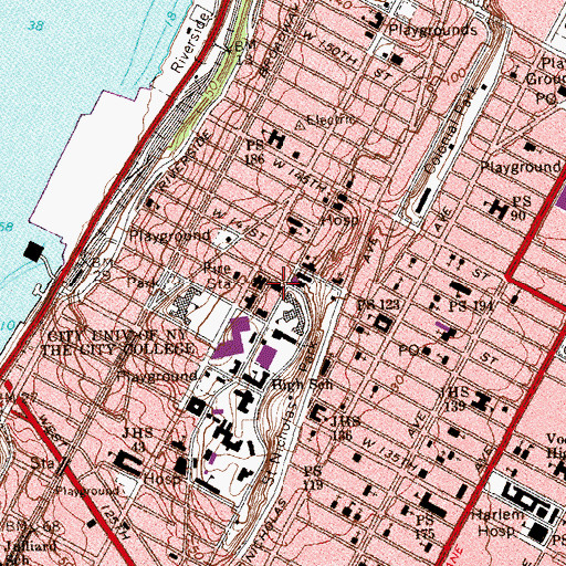 Topographic Map of Baskerville Hall, NY