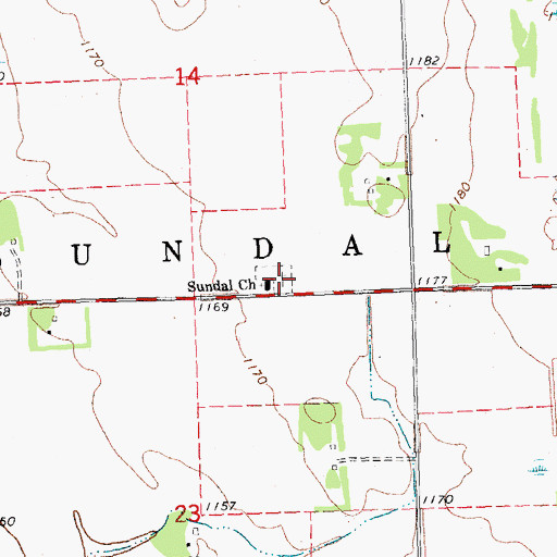 Topographic Map of Sundal Lutheran Cemetery, MN