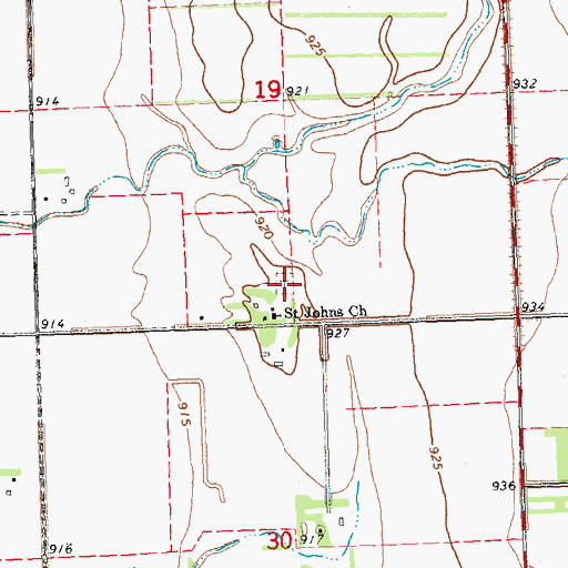 Topographic Map of Saint John's Cemetery, MN