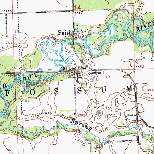 Topographic Map of Saint Olaf Lutheran Cemetery, MN