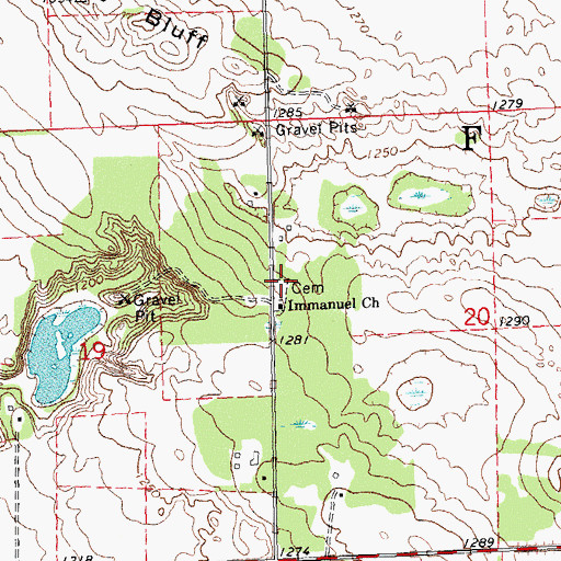 Topographic Map of Immanuel Lutheran Cemetery, MN