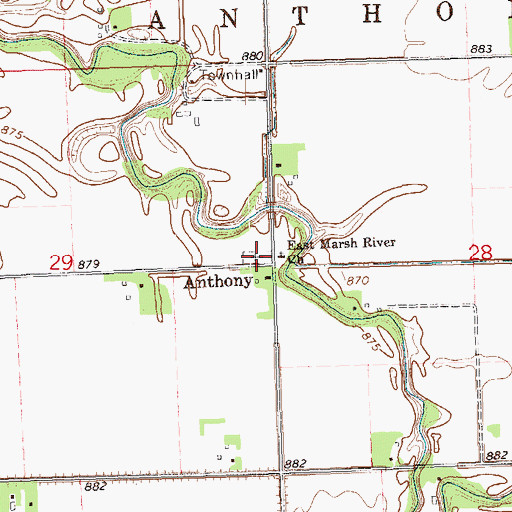 Topographic Map of Anthony Cemetery, MN