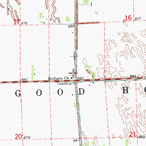 Topographic Map of Bethany Cemetery, MN