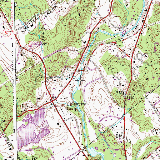 Topographic Map of Kettle Creek, CT