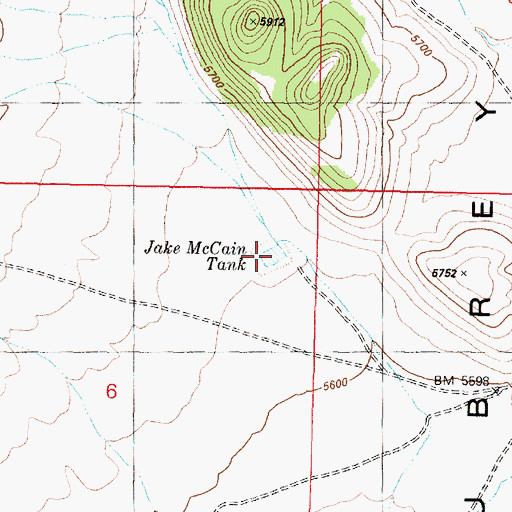 Topographic Map of Jake McCain Tank, AZ