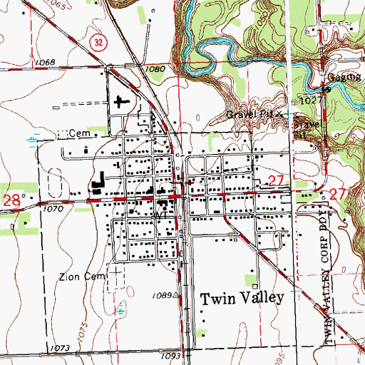 Topographic Map of Twin Valley (historical), MN
