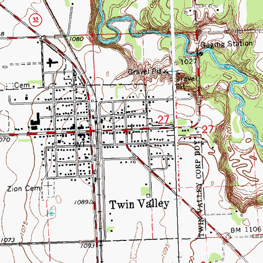 Topographic Map of Twin Valley Mobile Home Park, MN