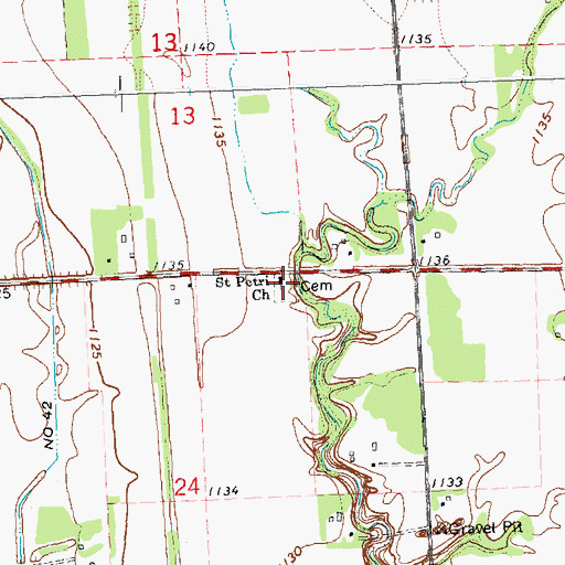 Topographic Map of Saint Petri Cemetery, MN