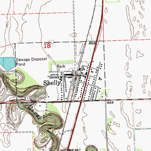 Topographic Map of Shelly, MN