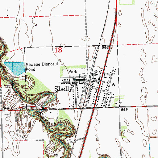Topographic Map of Shelly Post Office, MN