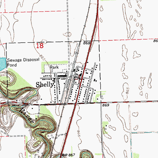 Topographic Map of Shelly Lutheran Church, MN