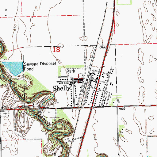 Topographic Map of Shelly Fire Department, MN