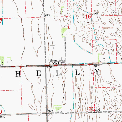 Topographic Map of Zion Cemetery, MN