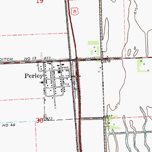 Topographic Map of Perley, MN