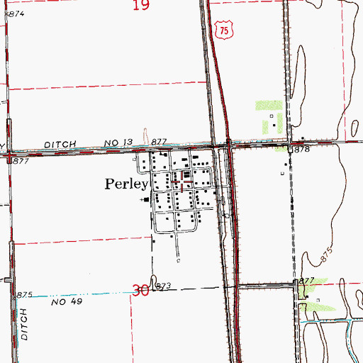 Topographic Map of Perley Post Office, MN