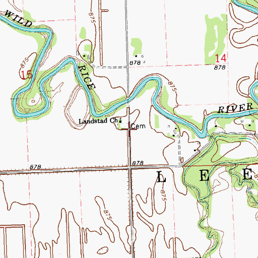 Topographic Map of Landstad Cemetery, MN