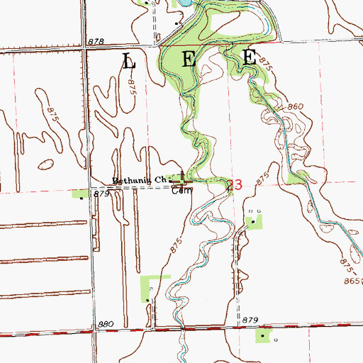 Topographic Map of Bethania Lutheran Cemetery, MN