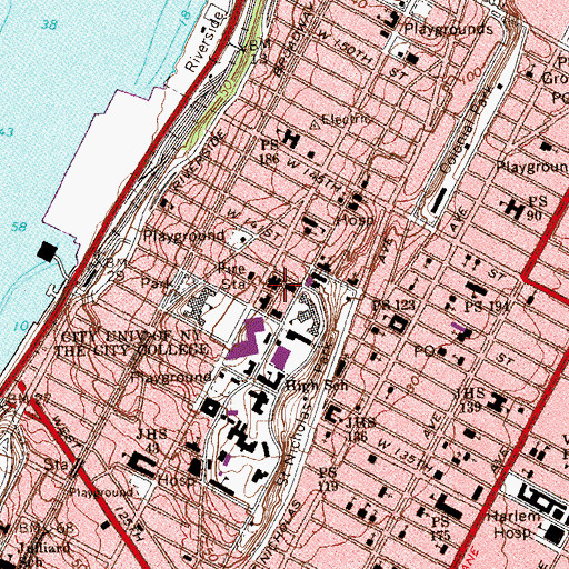 Topographic Map of Goethals Hall, NY