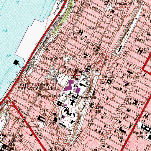 Topographic Map of Harris Hall, NY