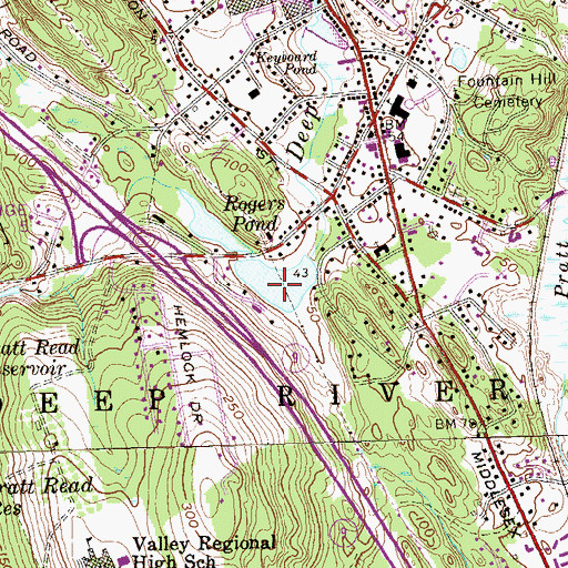 Topographic Map of Keyboard Pond, CT