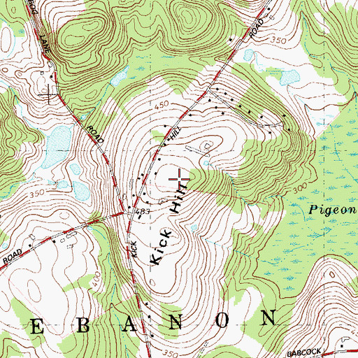 Topographic Map of Kick Hill, CT