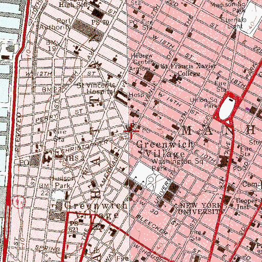 Topographic Map of Jefferson Market Branch New York Public Library, NY