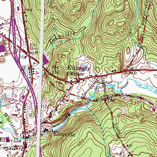 Topographic Map of Killingly Center, CT