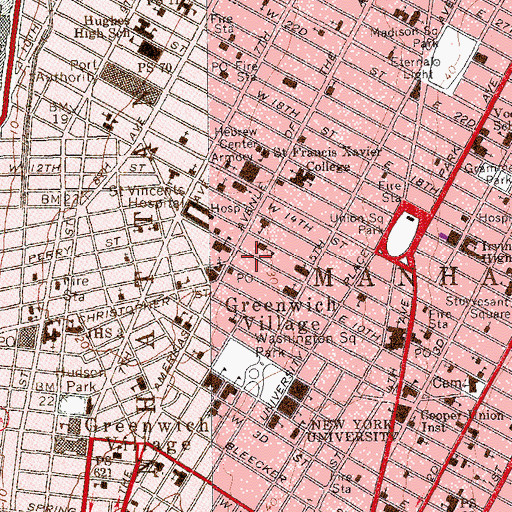 Topographic Map of Jacob M Kaplan Building, NY