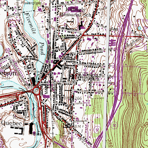 Topographic Map of Killingly High School, CT