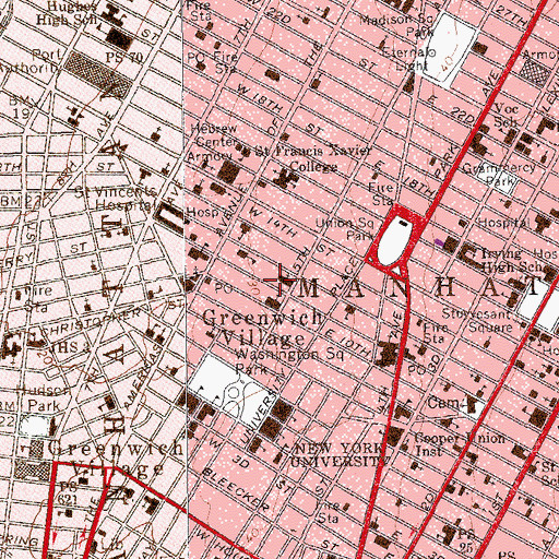 Topographic Map of First Presbyterian Church, NY