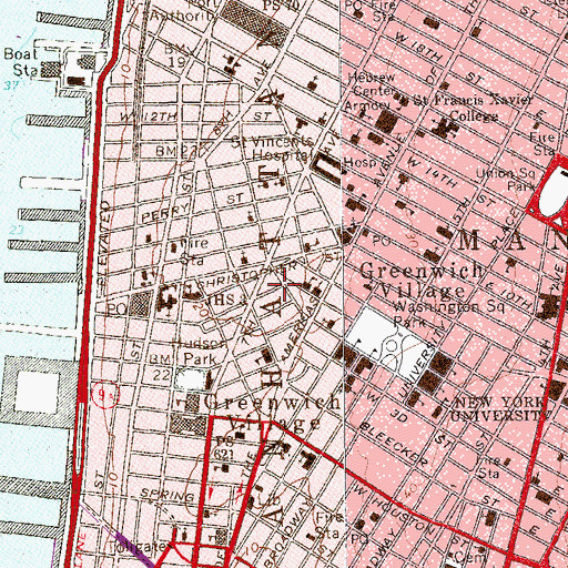 Topographic Map of Sheridan Square Triangle Association Viewing Garden, NY