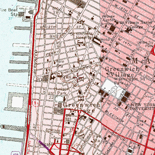 Topographic Map of Greenwich House, NY