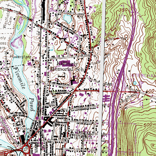 Topographic Map of Killingly Memorial Elementary School, CT