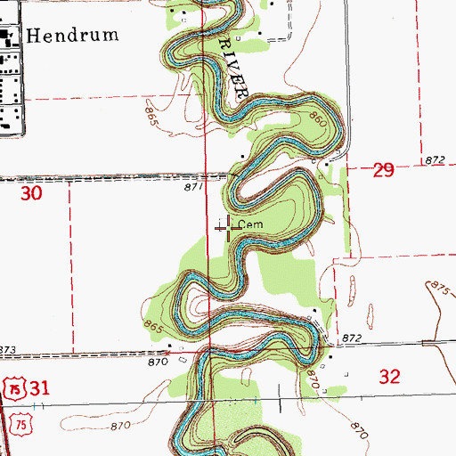 Topographic Map of Riverside Cemetery, MN