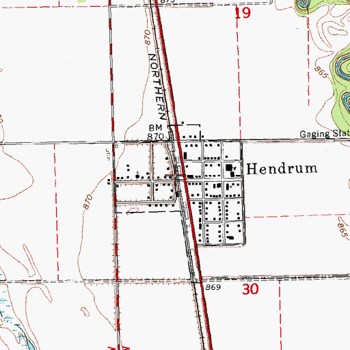 Topographic Map of Hendrum, MN
